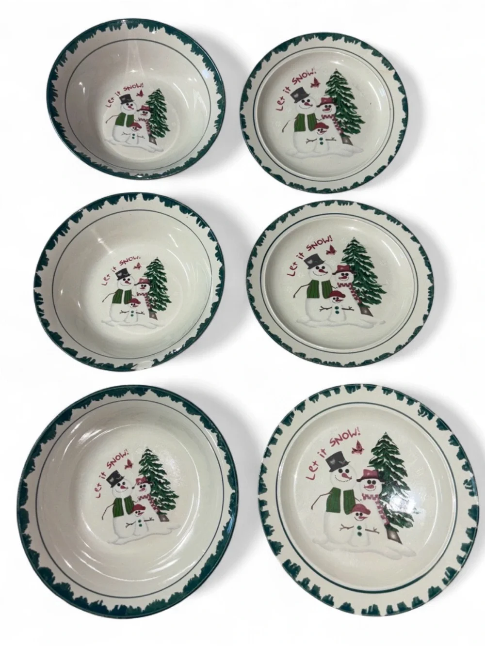 VINTAGE 1998 ATICO ‘LET IT SNOW’ BOWL & PLATE SET of 6